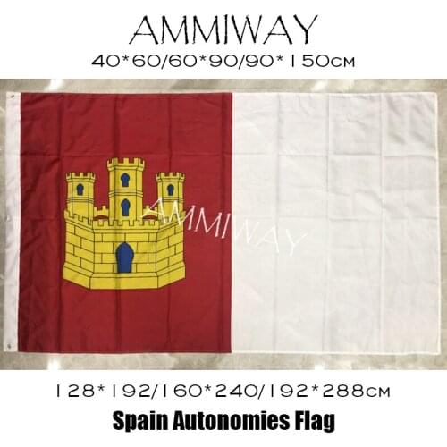 AMMIWAY Any Size Spain Castile La Manch Autonomies Flag 100D Polyester Double Stitched High Quality Banner Free Shipping