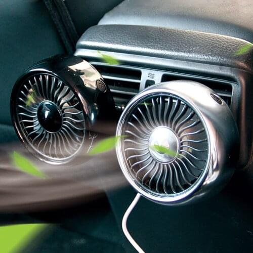 Car Electric Fan 3 Adjustable USB Dual-head Car Automatic Air Circulating Fan Air Conditionin Colorful Lighting Instrument Panel