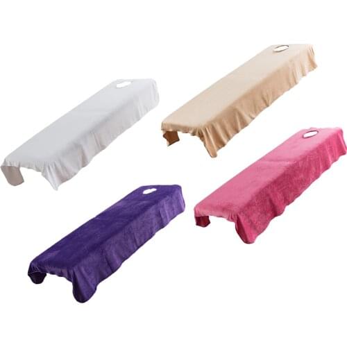 Velvet Massage Table Sheet Beauty Bed Cover with Face Breath Hole for Cosmetic Salon Hotel SPA Tattoo Accessories