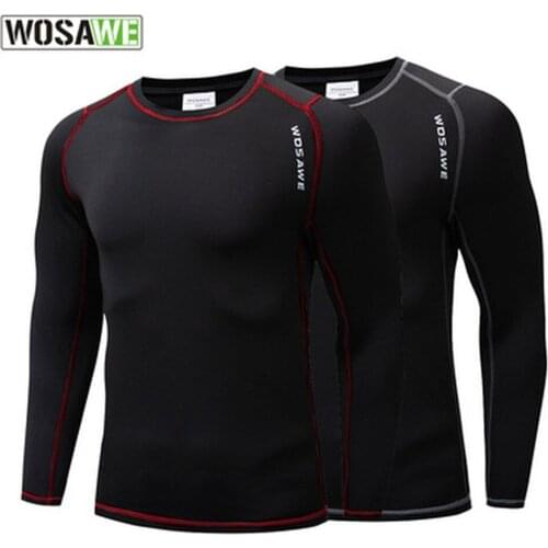 WOSAWE Men Women Cycling Base Layer Thermal Fleece Base Layer Cycling Jersey Bodybuilding Fitness Long Sleeve Tight Sport Jersey