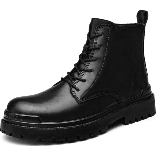 High Quality Genuine Leather Men Boots Winter Waterproof Ankle Boots Riding Boots Outdoor Working Snow Boots Men Shoes