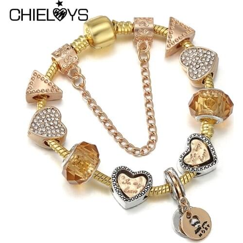 2021 Trend Womens Bracelets on Hand With Crown Gold Color Crystal Glass Beads Bracelet For Women Men Jewelry Gift 41 Styles