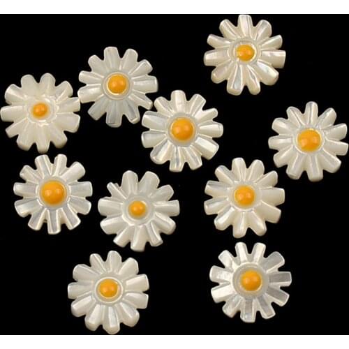 5pcs Natural Daisy Flower Sea Shell Beads Sunflower Mother of Pearl Loose Beads for Making DIY Bracelet Necklace Fashion Jewelry