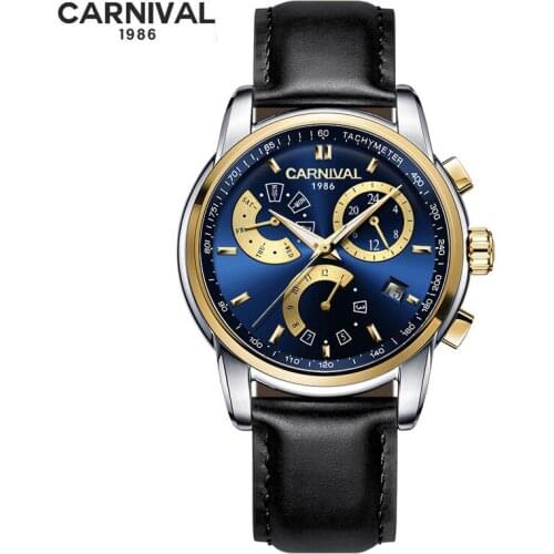 CARNIVAL Mens Watches Top Brand Luxury Automatic Mechanical WristWatches Business Fashio Male Watch Man Gift Waterproof Clock