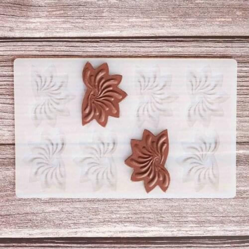 Flower Shape Chocolate Stencil Mold Sharp End Stripe Shape Transfer Sheet Cake Edge Decoration Silicone Chablon