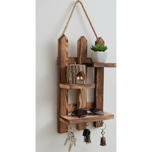 Key Holder, Decorative Wooden Key Chain Rack Hanger Wall Mounted With 4 Hooks, Multiple Mail And Key Holder Organizer For Door