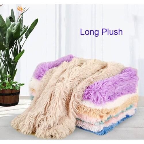 Double Long Plush Dog Bed Pet Cushion Blanket Soft Fleece Cat Cushion Puppy Chihuahua Sofa Mat Pad For Small Large Dogs