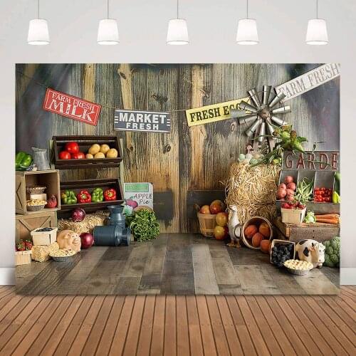 Fresh Farm Cake Smash Backdrop for Photography Market Garden Vegetables Fruit Birthday Portrait Photo Background Photocall Props