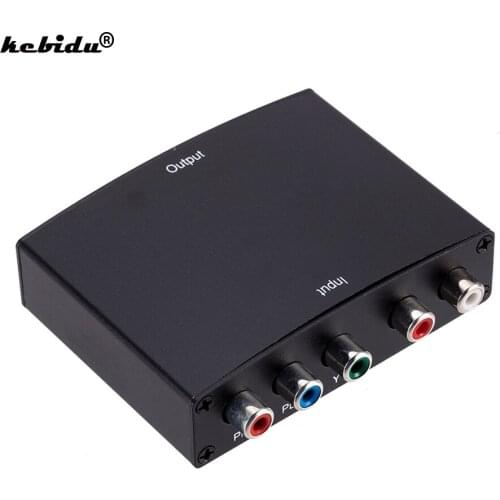 HDMI-compatible to RGB Component Converter 1080P HD 5 RCA YPbPr Video + R/L Audio Converter Adapter for TV PC with EU US Plug