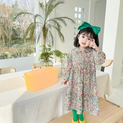 12M-8Y Cotton Girls Dress Floral Spring Children Clothes 2021 New Flower Princess Dresses for Baby Kids Cute Toddler Outfits