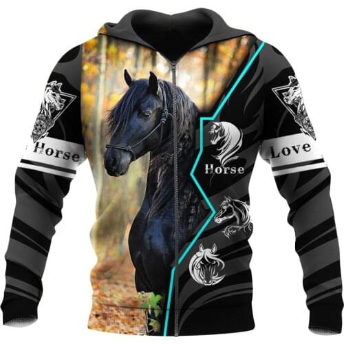 Love Horse 3D All Over Printed Zip Hoodie Design New Animal Hoodies Casual Sweatshirt Unisex Hipster Pullover Sudadera Hombre