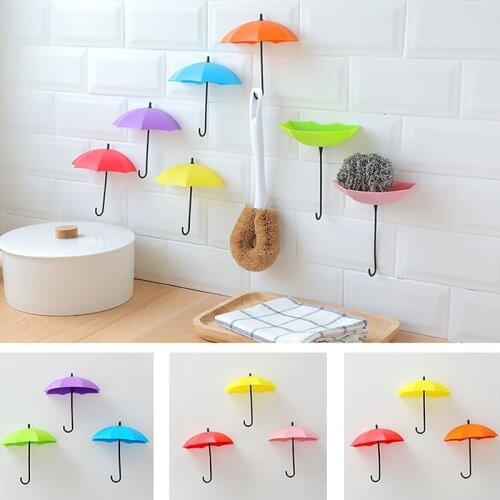 3Pcs Umbrella Shaped Key Holder Wall Mounted Hanger Rack Kitchen Bathroom Wall Hooks Home Decoration Organizer