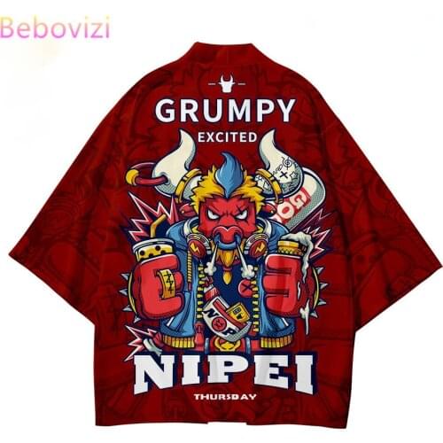 Two-piece Suit Plus Size XXS-6XL 5XL Loose Japanese Samurai Harajuku Kimono Cardigan Women Men Cosplay Yukata Tops + Pants Sets