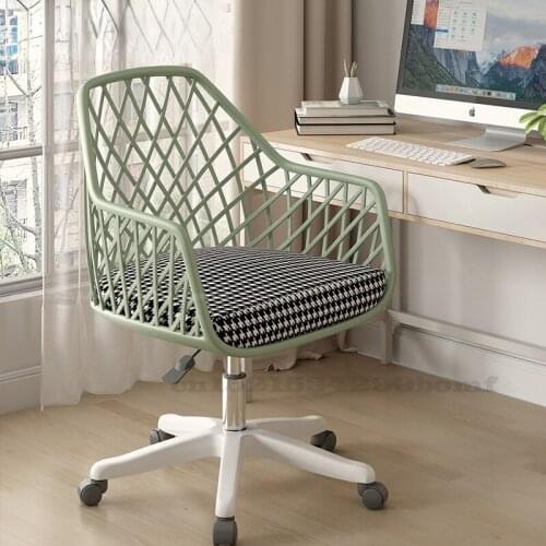 Nordic Hollow Armchair Pulley Lift Plastic Chair with Thick Cushion Designer Modern Computer Chairs Living Room Dining Chair