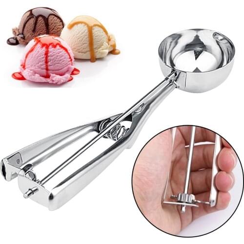3 Size Ice Cream Scoop Mash Potato Kitchen Tool Scoop Stainless Steel Spoon Spring Handle Kitchen Accessories 4cm/5cm/6cm