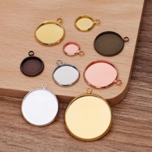 20 PCS 8mm - 25mm Inner Diameter Brass Pendant Round Cameo Blank Tray Pendant Base DIY Accessories For Jewelry Making