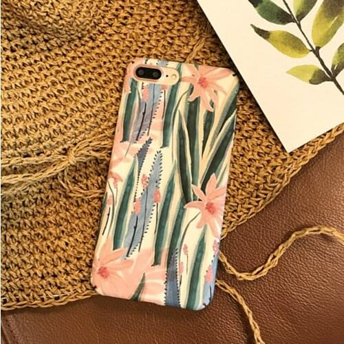 Summer Tropical Green Leaves Phone Case For iphone 8 7 6s 6Plus case Cute Flowers Leaf cases Hard PC Cover For iphone 6 7 Coque