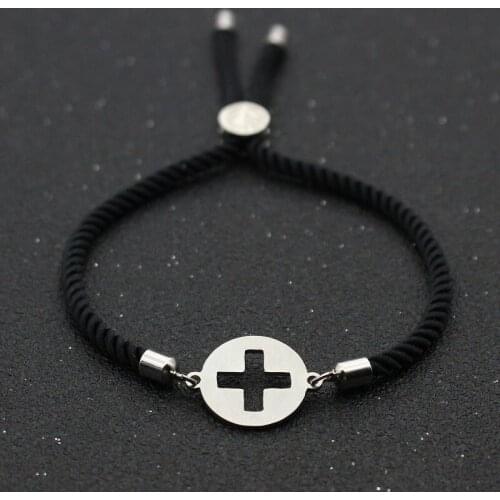 Cute Bear Round Hollow Cross Bracelet Couples Fashion Lucky Red Rope Adjustable Friendship Bracelets For Men Women Jewelry Gift