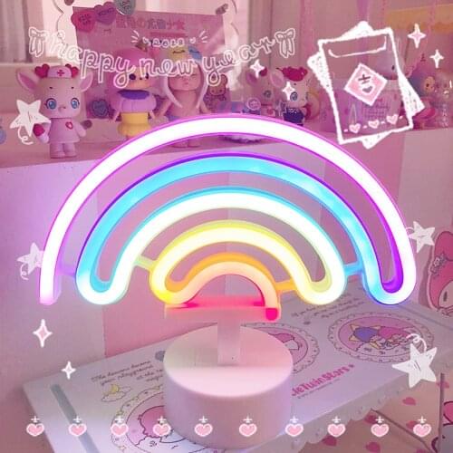 Cute Rainbow LED Night Light Unicorn Home Kids Bedroom Indoor Lighting Decor Lamp