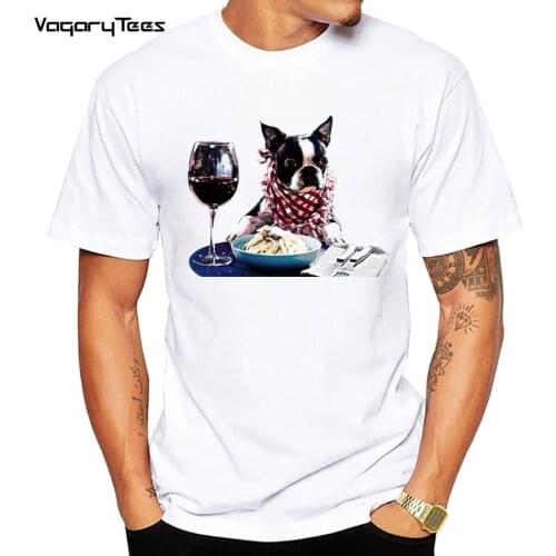 Men t Shirt Funny harajuku white clothes Pasta Dog Drink Graphic tshirts men high quality Hip hop unisex streetwear tee