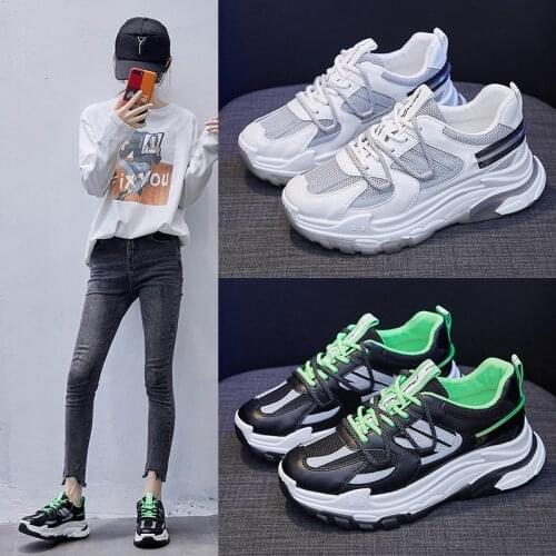 2020 spring and autumn new thick-soled increased sports shoes fashion old shoes womens wild casual sports womens shoes X457