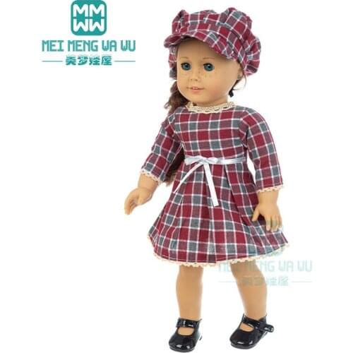 Clothes for doll fit 45 cm American doll accessories fashion plaid skirt, windbreaker, Denim shorts Girls gift