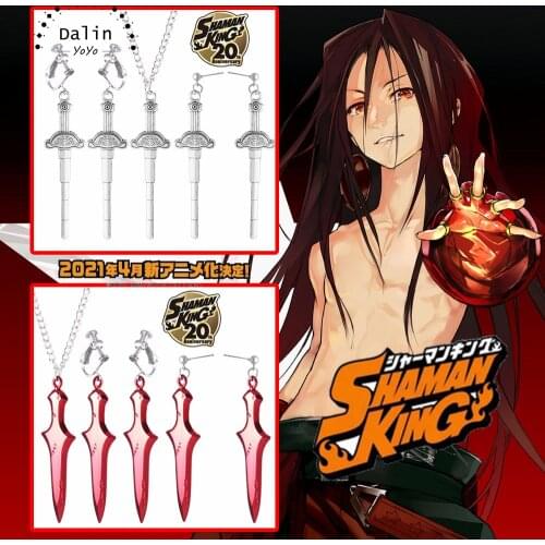 Anime Shaman King Peripheral Cartoon Character Necklace Pendant Earrings Ear Clip Female Male Cosplay Jewelry Props