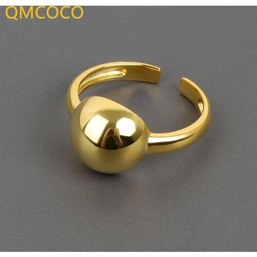 QMCOCO New Style Fashion Japan-Korea Minimalist 925 Silver Round Ring Design Opening Adjust Trend For Women Birthday Party Gifts