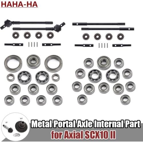 SCX10 II Metal Aluminum Portal Axle Internal Drive Shaft Bearing Gear Set Hardened Steel Spare Upgrade parts