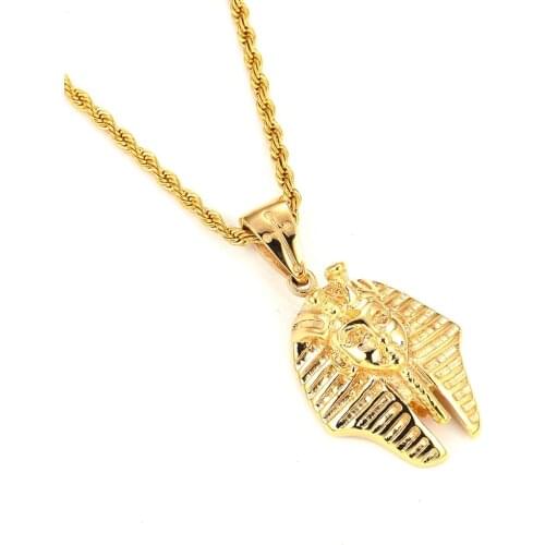 Egyptian Necklace Gold Color Hip-hop Chain Unisex Jewelry Stainless Steel Necklace For Women pyramid Pharaoh Jewerly