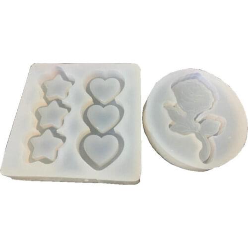 Rose Flower Shaker Silicone Mold DIY Resin Heart Star Shakers Charms Epoxy Resin Jewelry Accessories Pendant Molds Handmade