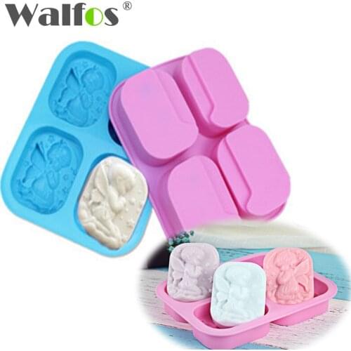 Walfos 4holes Angels Silicone Mold Die Food-Grade Material Angel Couple Soap Mold Cake Maker Tool Kitchen Bakeware Cake Supplies