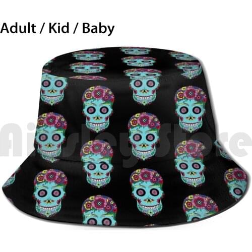 Sugar Skull Sun Hat Foldable UV Protection Skull Sugar Skull Day Of The Dead Dia De Muertos Flower Gothic Skeleton