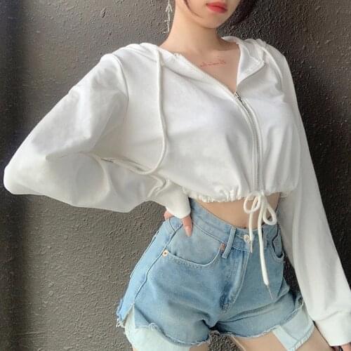 Hooded Zipper Sports Long-sleeved Coat Jacket Womens Solid Color Plus Size Hooded Waist Coat Ladies Coats and Jackets