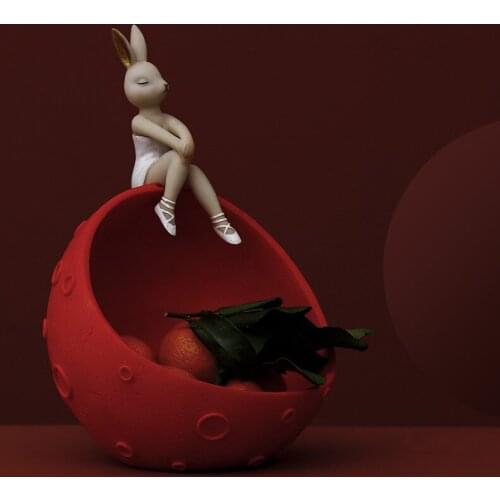 Creative Space Rabbit Girl Entrance Key Storage Decoration Nordic Living Room Decoration Half Moon Model Dried Fruit Plate