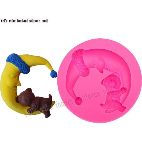 Smiling moon elderly and bear silicone mold chocolate fudge cake decorated tools F0001