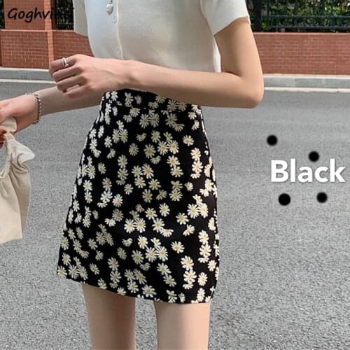 Skirts Women Black Daisy Elegant Trendy Comfortable Abdomen All-match Lovely Students Female Leisure Slim Korean Style Summer