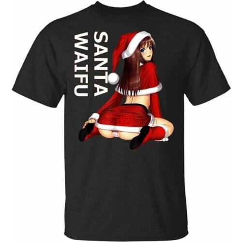 Funny Anime Girl Sexy With Santa Outfit Hentai Santa Waifu Black Navy T-Shirt For Youth Middle-Age The Elder Tee Shirt