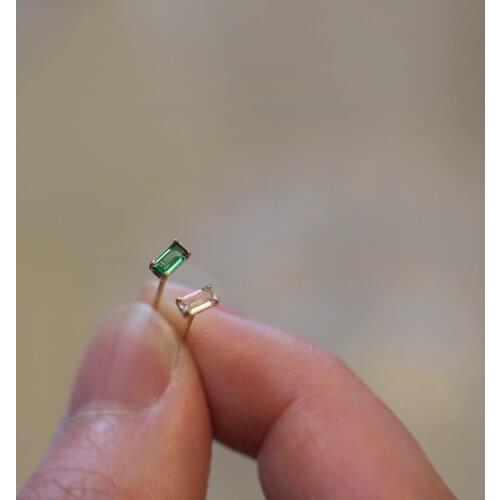 925 Sterling Silver White and Green Zircon 2 Styles Stud Earrings For Women Girls Lady Engagement Party Fashion Gift Jewelry