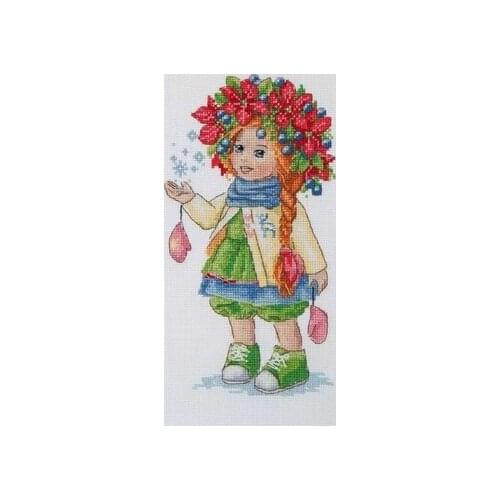 -k-105 winter girl Cross Stitch Set Cross-stitch Kit Embroidery Needlework Craft Packages Cotton Fabric Floss