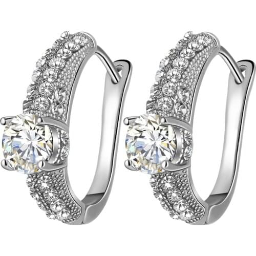 Gold Color Transparent Colorful Full Diamond AAA Zircon Jewelry Fashion Womens Earrings Engagement Jewelry Ladies Gift