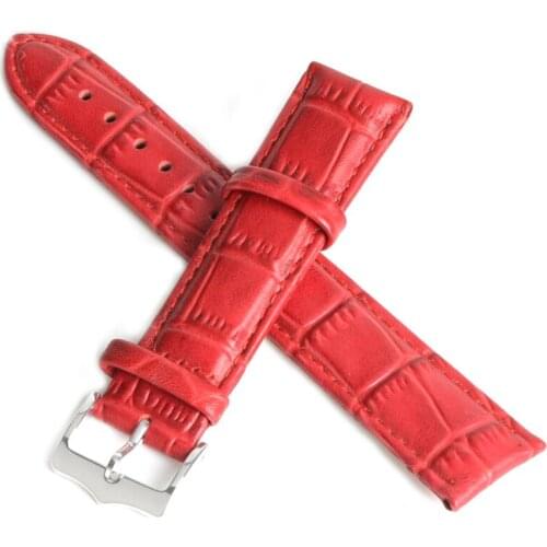 16mm High Quality Genuine Leather waterproof anti-sweat Replacement Watch Band Strap Watchband Red