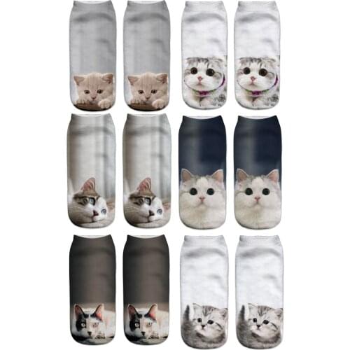 6 Pairs Womens Casual Socks Lovely Animal Cute Cat Warm Socks Cozy Socks for Women