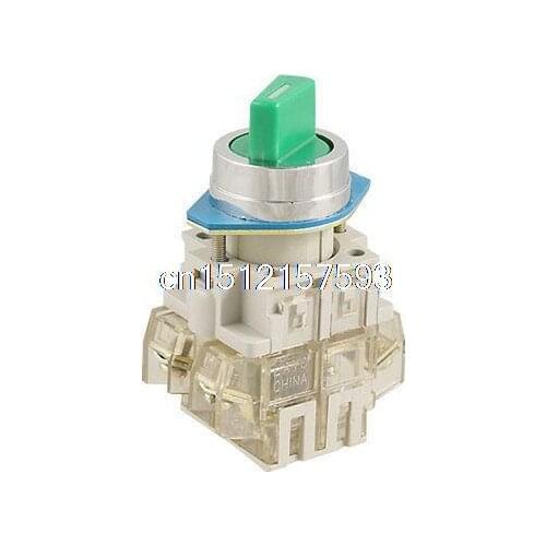 AC 660V 10A Two 2 Position Green Rotary Select Selector Switch 1 NO N/O NC N/C