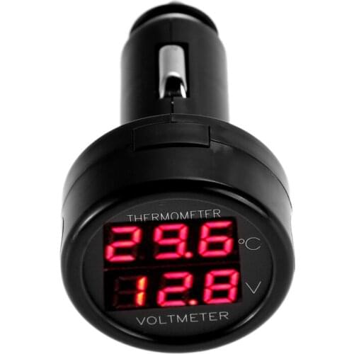Car Adapter Charger Cigarette Lighter 12V 24V Digital Voltmeter Thermometer 2in1 Car Battery Monitor Volt Tempe Meter