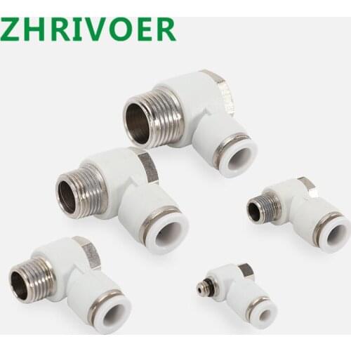 White OD 4 6 8 10 12mm - M5 1/8'' 1/4'' 3/8'' 1/2'' PH Hexagonal Pneumatic Male Elbow Connector Tube Air Push In Fitting