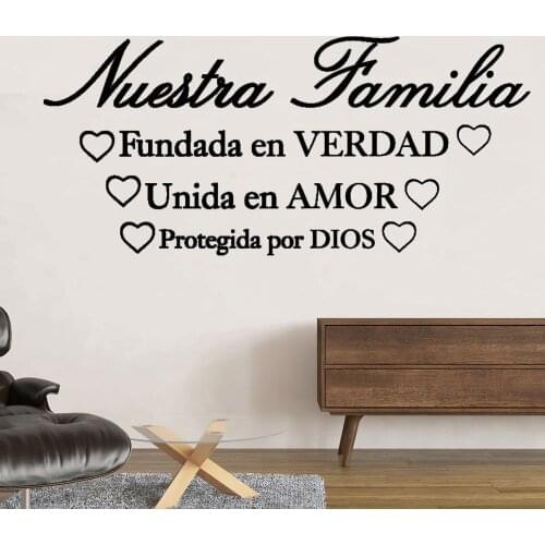 Quote Wall Decal Sticker Quote Vinyl Bedroom Truth Joined in Love Kept by God Bible Verse Spain Spanish Our Family Pattern 3552