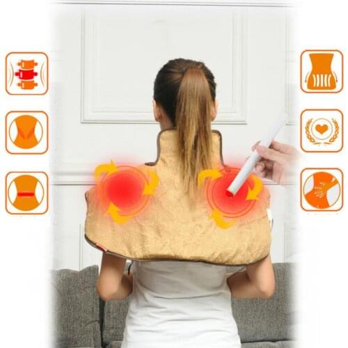 Electric Warm Shoulder Heating Brace Support Neck Pad Cervical Physical Therapy Spine Back Posture Corrector+Moxibustion bag