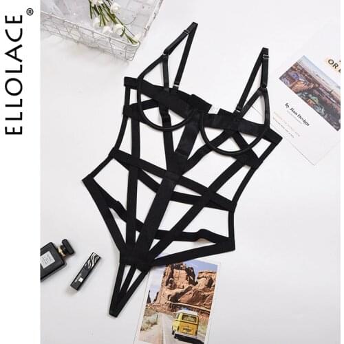 Ellolace Bandage Babydoll Exotic Costumes Sexy Lingerie Bodysuit Female Porn Overalls Body Woman Costume Bodysuit Exotic Apparel
