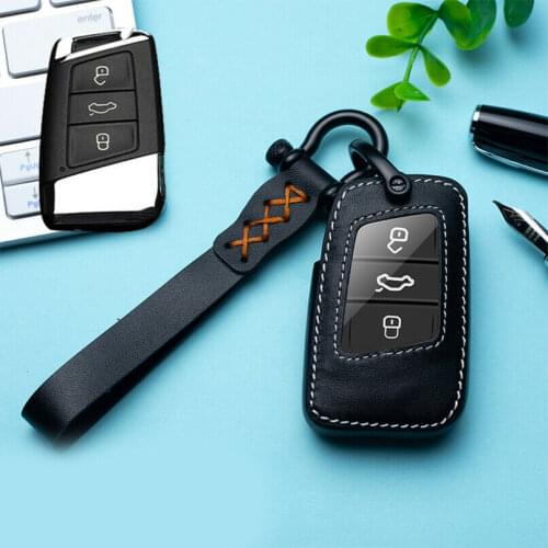 3 Button Leather Smart Key Case Fob Cover For VW Passat B8 CC Tiguan MK2 Magotan Arteon Jetta Auto Accessories